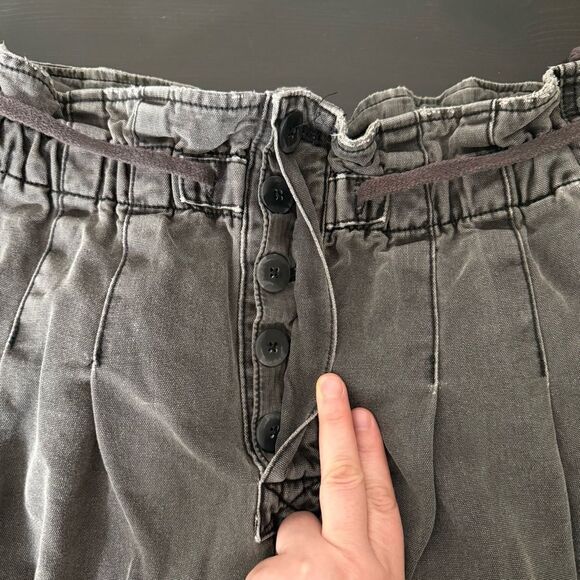 Free People Womens Margate Pleated Trouser Pants Size M Dark Gray Boho Casual - Picture 7 of 13